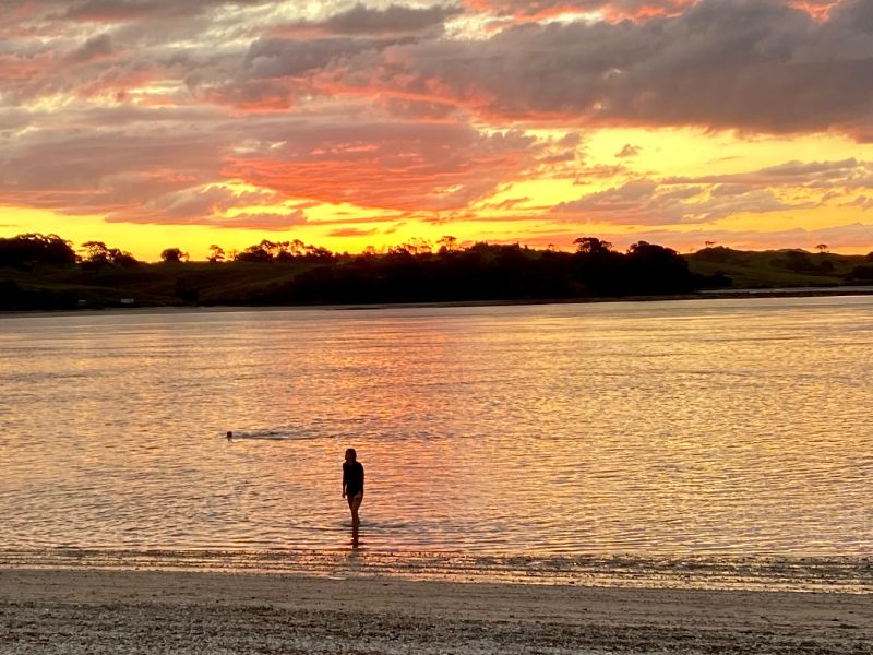 summertime evening swim on Clarks Beach